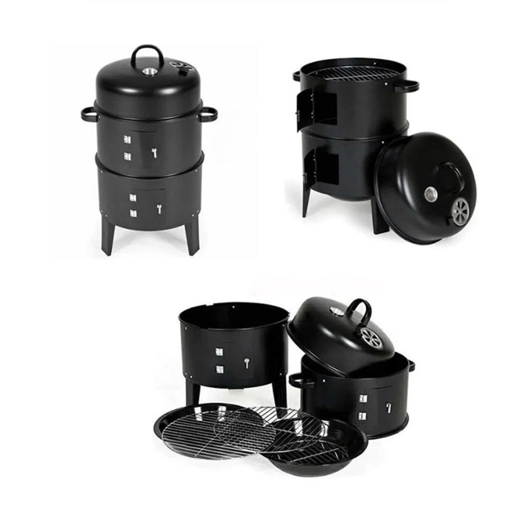 Outdoor Double-layer Grill, Charcoal Wood Fired Braising And Smoking