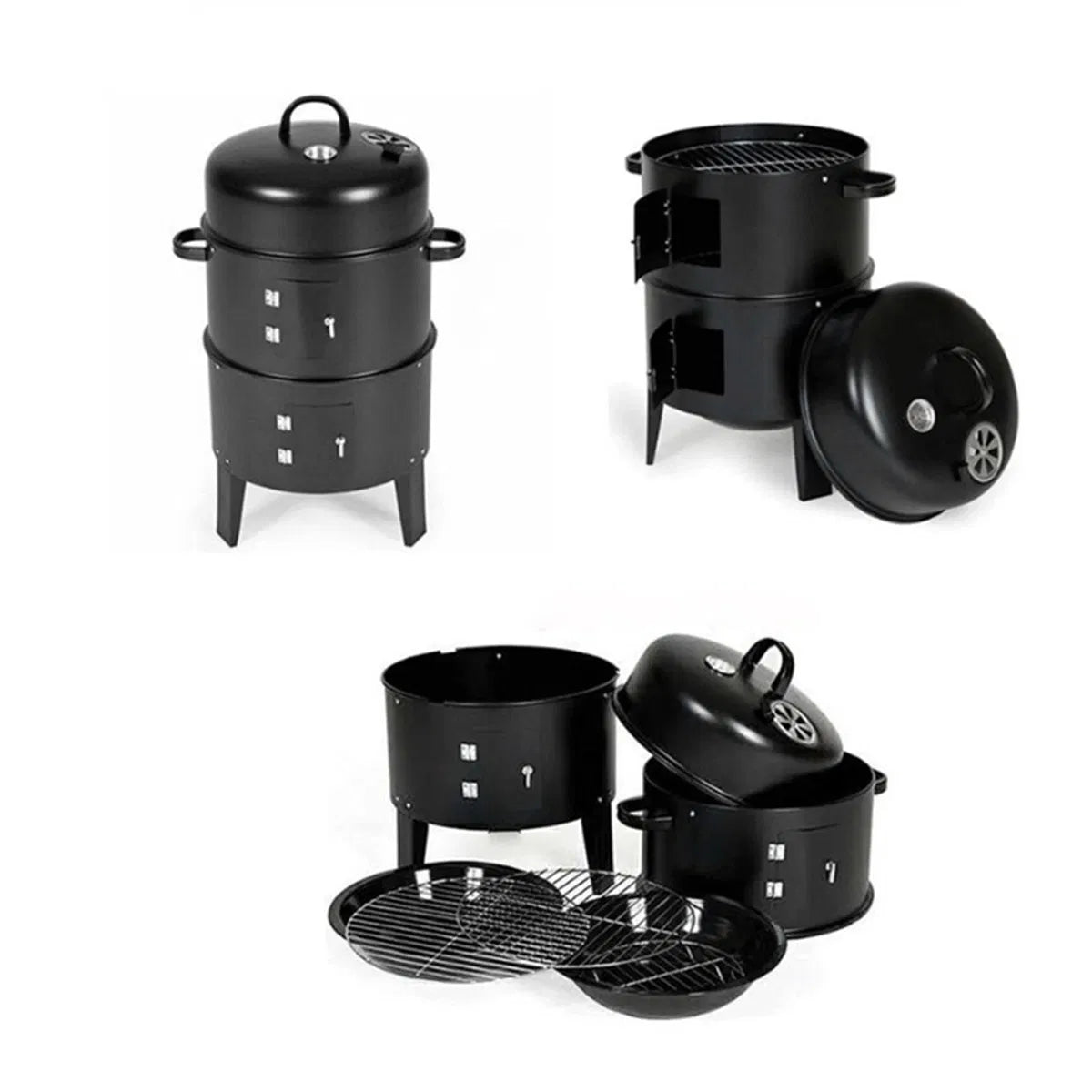 Outdoor Double-layer Grill, Charcoal Wood Fired Braising And Smoking