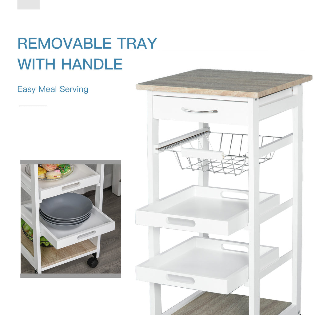 Mobile Kitchen Cart, Rolling Kitchen Island With Storage, Solid Wood