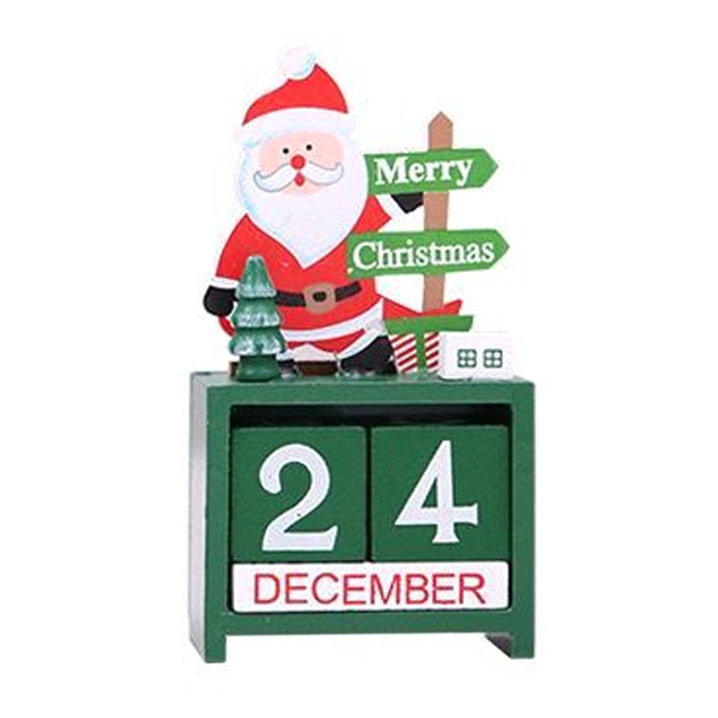 Xmas Desk Calendar Desktop Decoration Tabletop Number Date Wooden