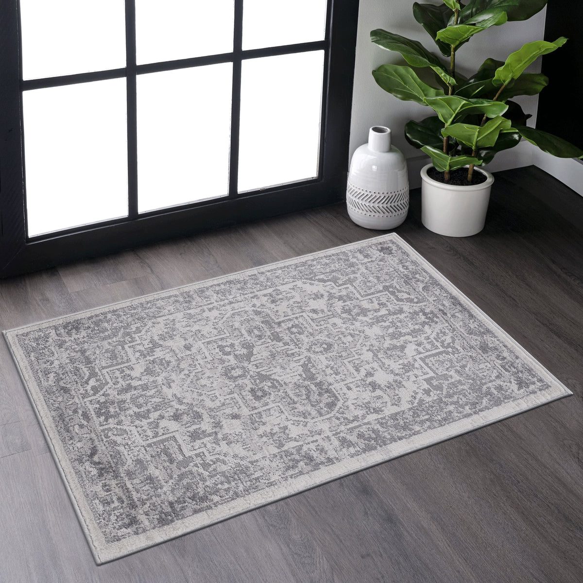Marfi 2X3 Silver Oriental Doormat Rug