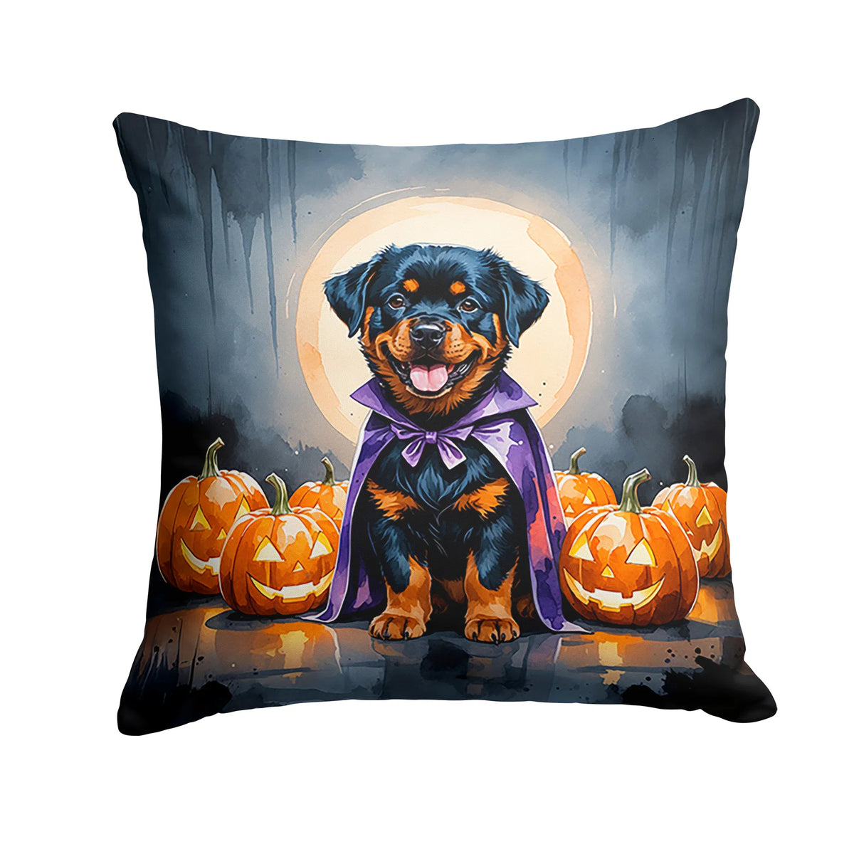 Rottweiler Puppy Halloween Throw Pillow Machine Washable, Indoor