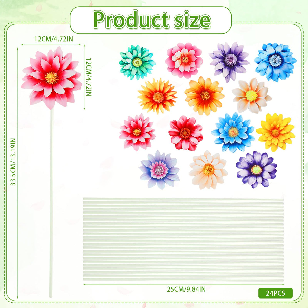 14Pcs Summer Flower Garden Stakes, Colorful Planter Stakes, Decorative