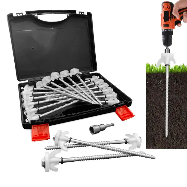 20-Pack Heavy-duty Screw-in Tent Stakes | Glow-in-the-dark Heads | Hex