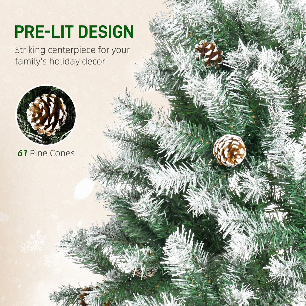 6ft Unlit Snow-dusted Full Fir Artificial Christmas Tree With Realistic