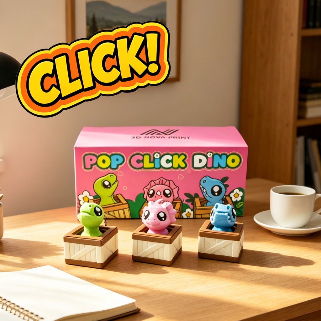 3PCS Dinosaur Clicker Set, 3D Printed Mini Dino Fidget Clickers