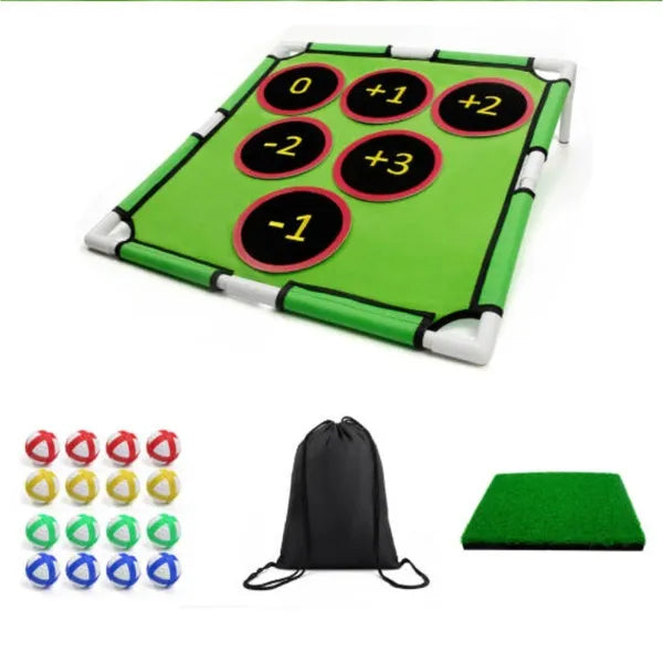Golf Chipping Game Mat Set With Target Net Indoor Outdoor Practice Game