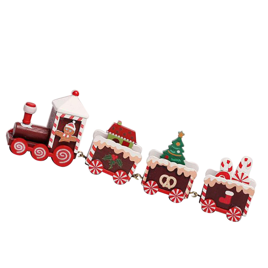 Xmas Train Ornament Cute Festive Wooden Train Window Desktop Decoration