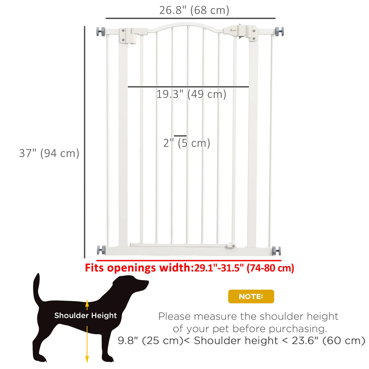 Extra Tall Dog Gate With Door, Pressure Fit, Auto Close, Double Locking