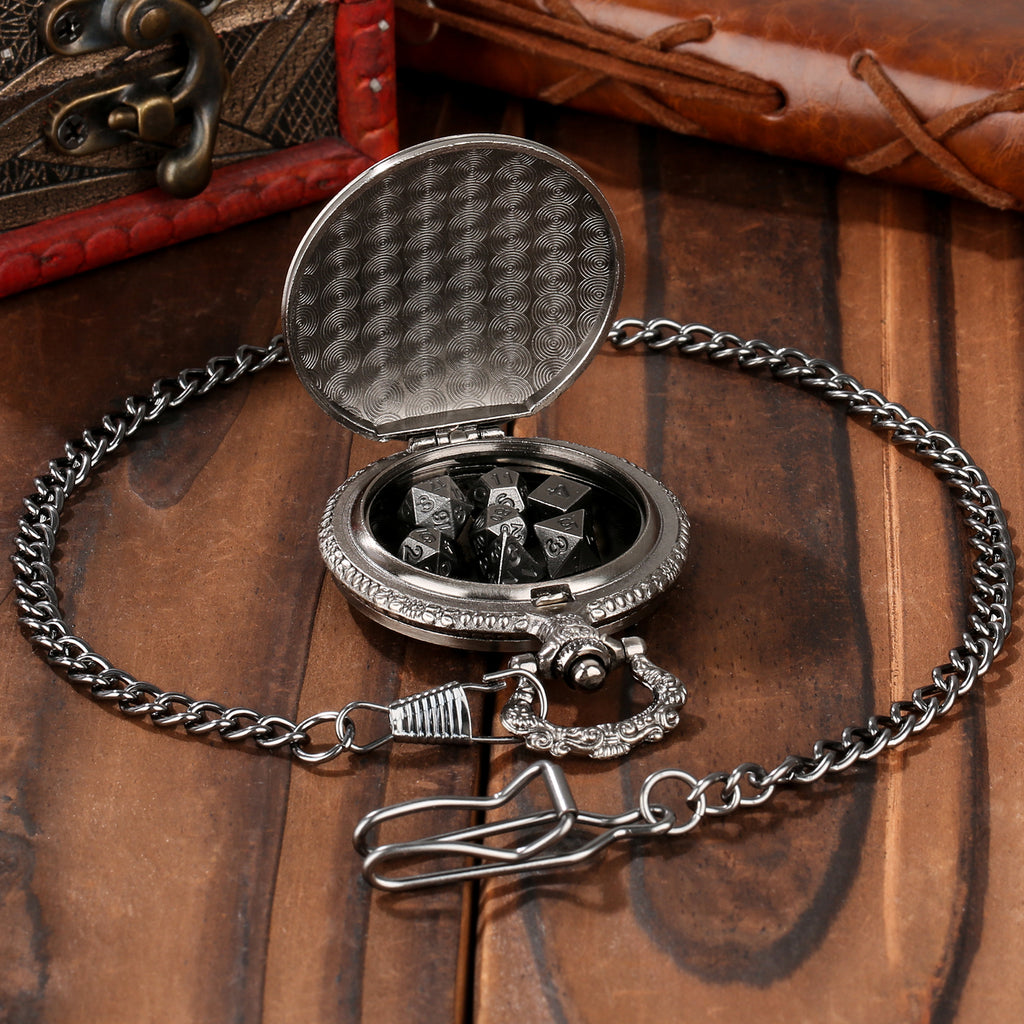 Dice Set With 3D Carved Pocket Watch, Equipped With 7-piece Polyhedral