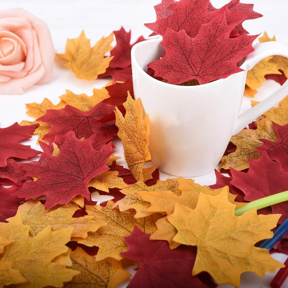 300PCS Artificial Maple Leaves, 3.35 Inch Mixed Fall