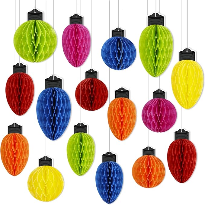 16 Pcs Christmas Honeycomb Hanging Decorations, Paper Ball Ornaments
