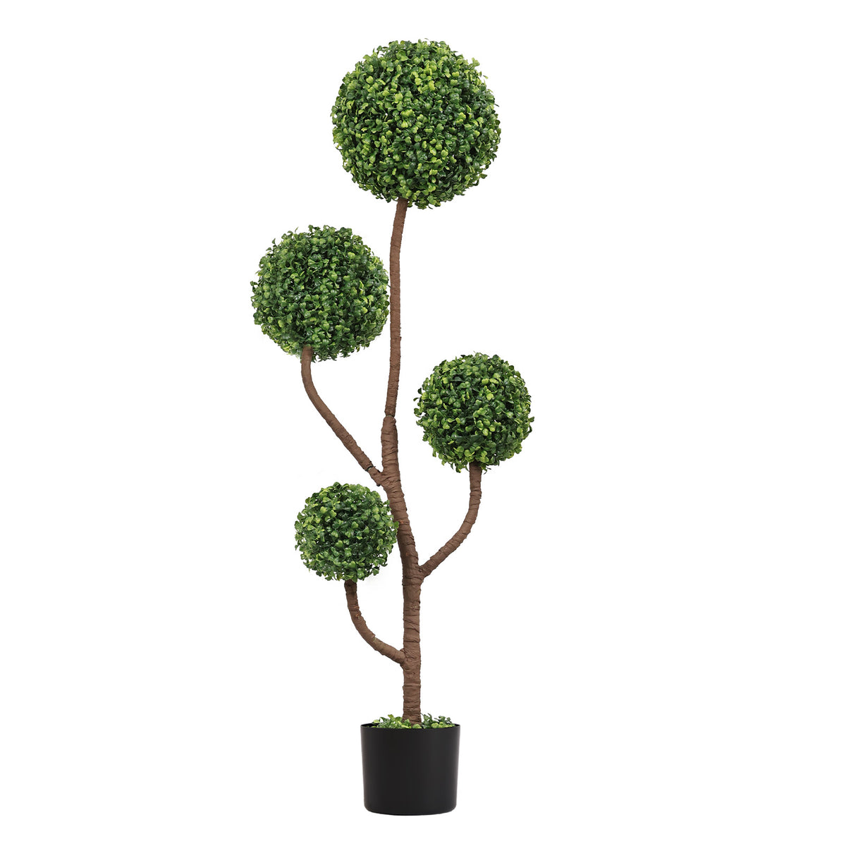 4FT Tall Artificial Boxwood Topiary Tree Large Faux Green Plant In Pot