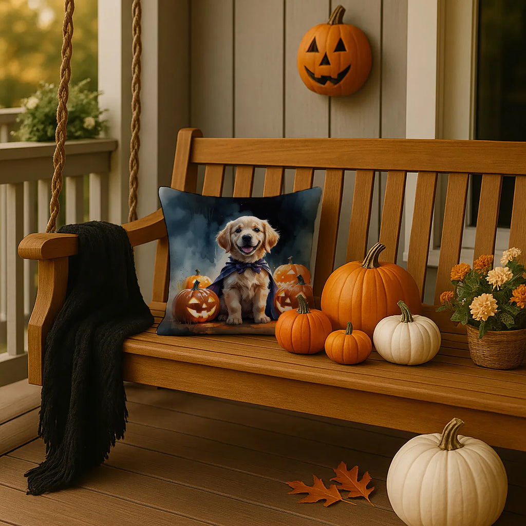 Golden Retriever Puppy Halloween Throw Pillow Machine Washable, Indoor