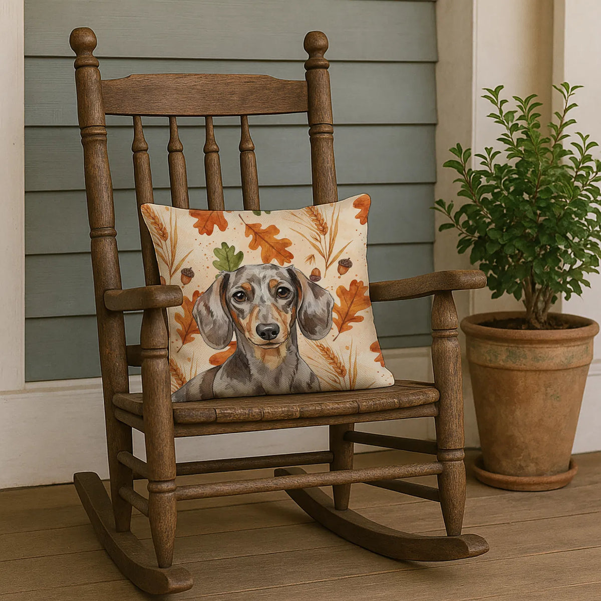 Dapple Dachshund Heirloom Fall Throw Pillow Decorative Indoor Outdoor