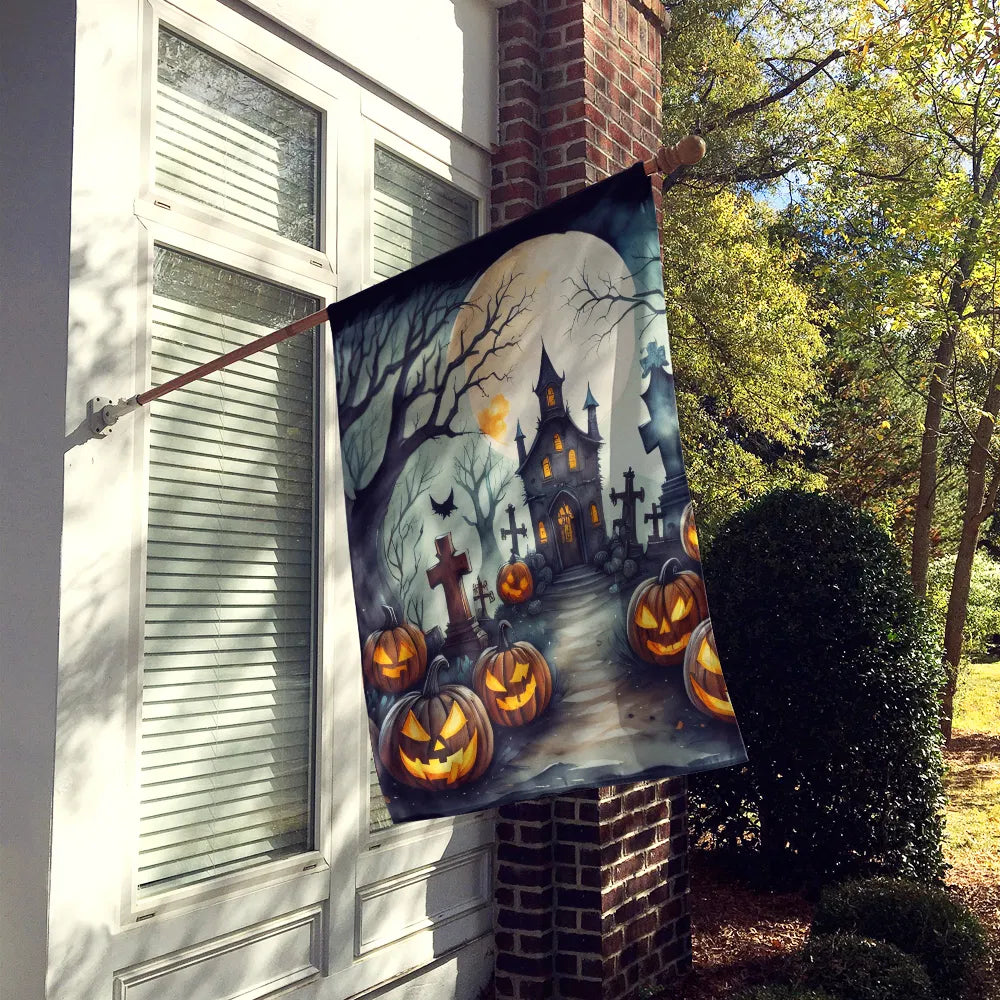 Graveyard Spooky Halloween House Flag Large Porch Sleeve Pole