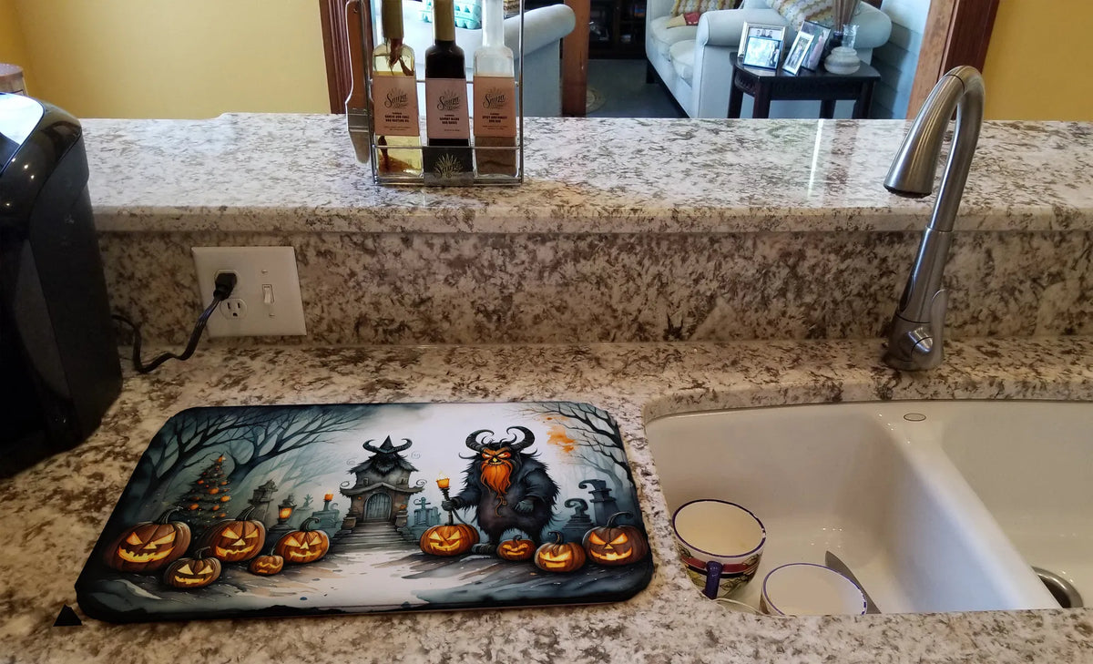 Krampus The Christmas Demon Spooky Halloween Dish Drying Mat Absorbent