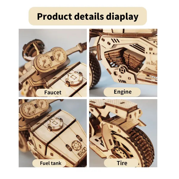 3D Wooden Puzzle Kit, Motorcycle