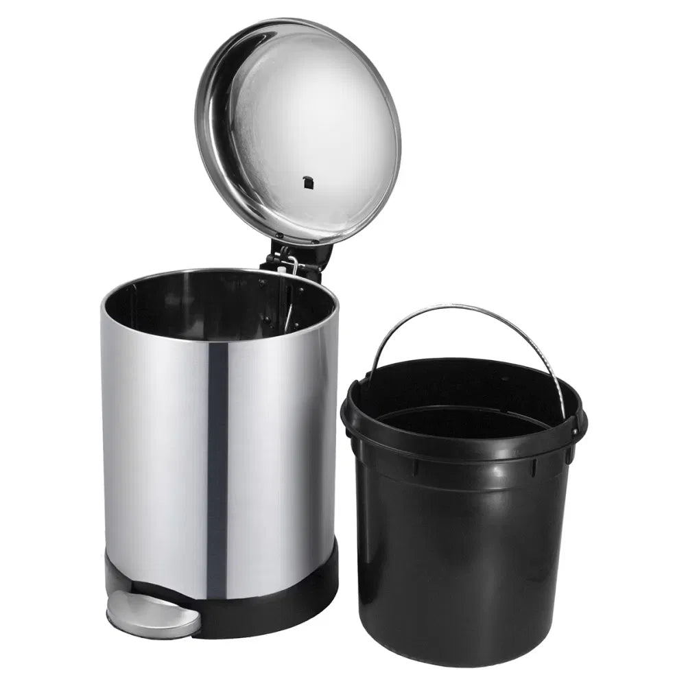 Bathroom Trash Can, 1.2 Gallon Stainless Steel Small Step Garbage Bin