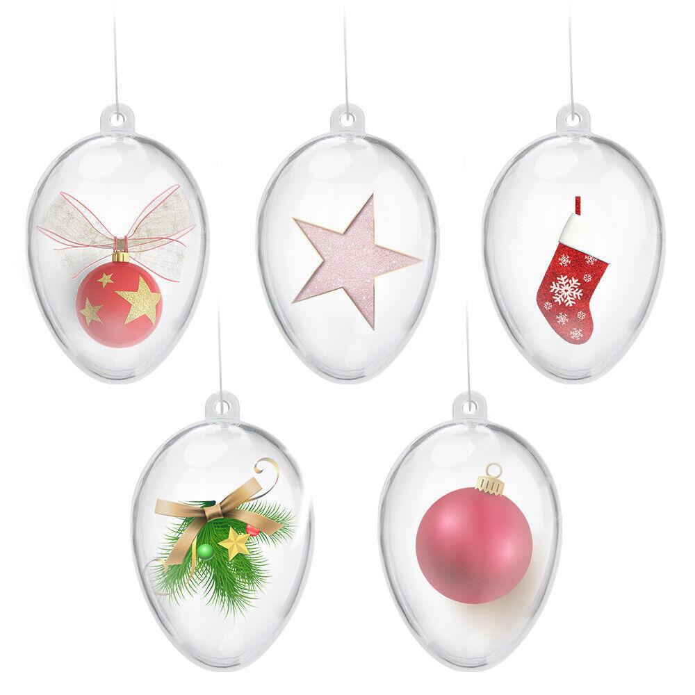 5 Clear Plastic Fillable Christmas Balls Christmas Tree Decorations