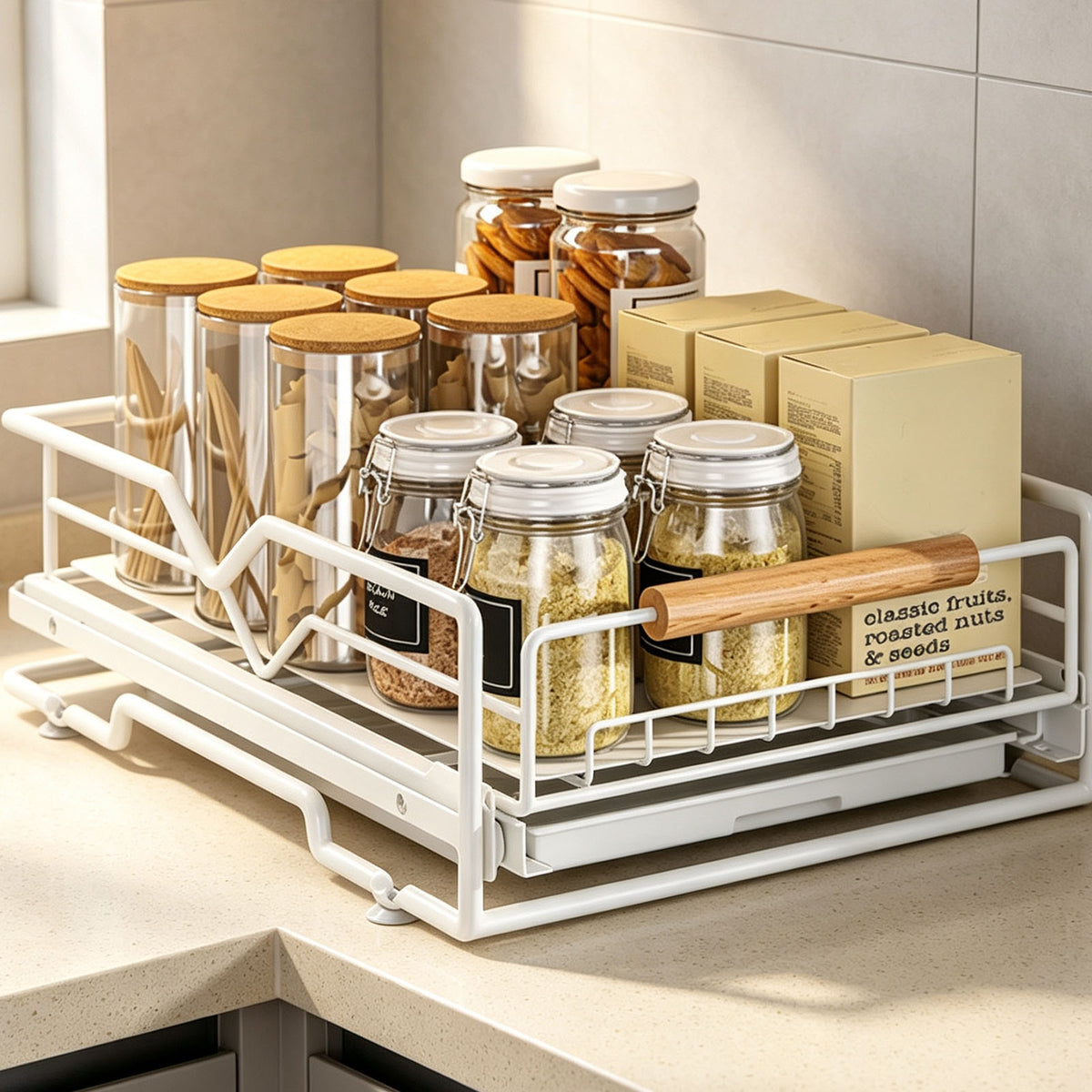 Pull Out Cabinet Organizer Iron Slide Out Storage Drawer Under Sink