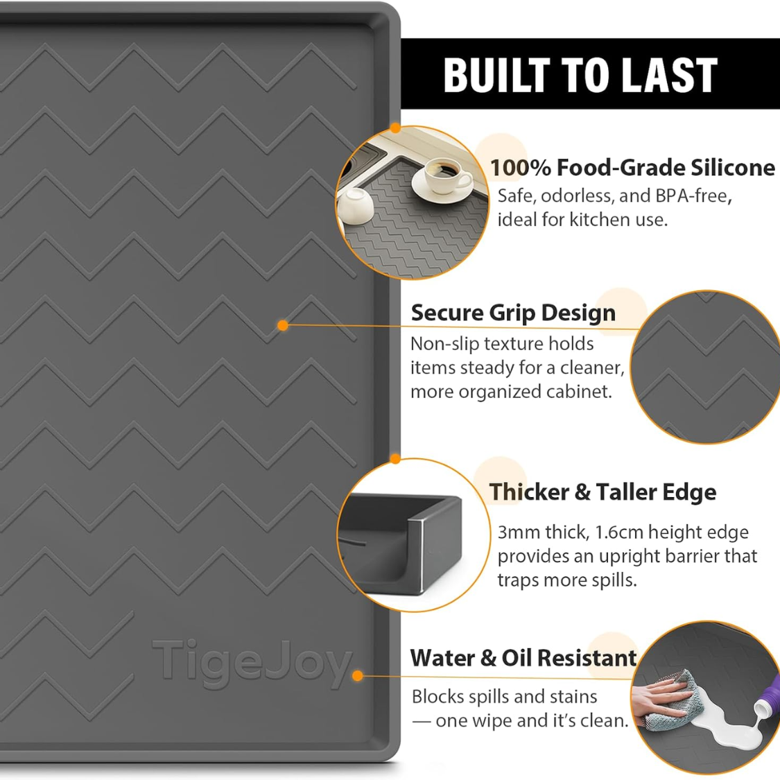 Under Sink Mats For Kitchen Waterproof, Leak-proof Silicone Mat Sink