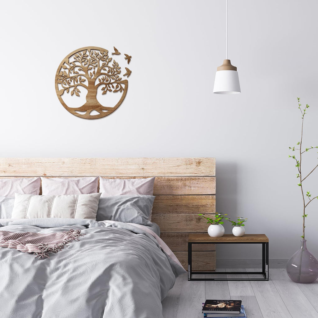 Wooden Tree Of Life Wall Art 12 Inch Round, Tree Wall Decor