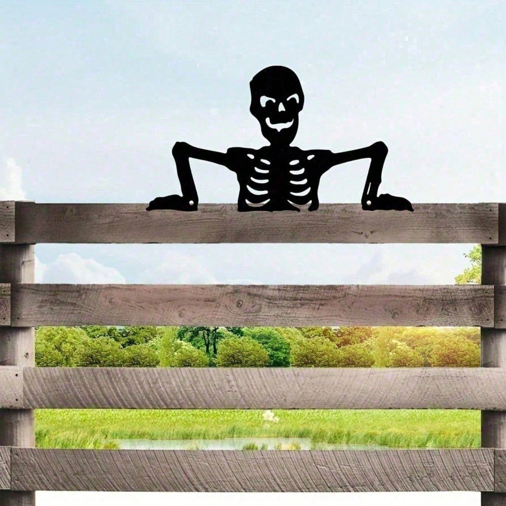 Gothic Metal Skull Silhouette Wall Plaque - Outdoor & Indoor Halloween