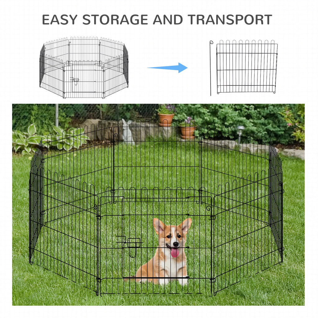 24inch 8-Panel Dog Playpen Octagon Pet Exercise Playpen Crate Foldable
