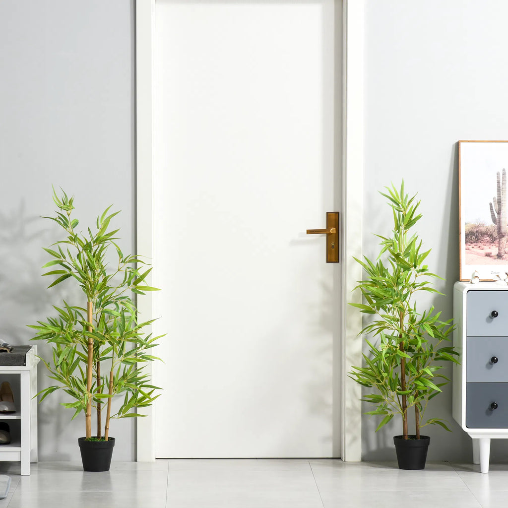 Artificial Bamboo Tree, 4ft Fake Tree With Realistic Leaf And Natural