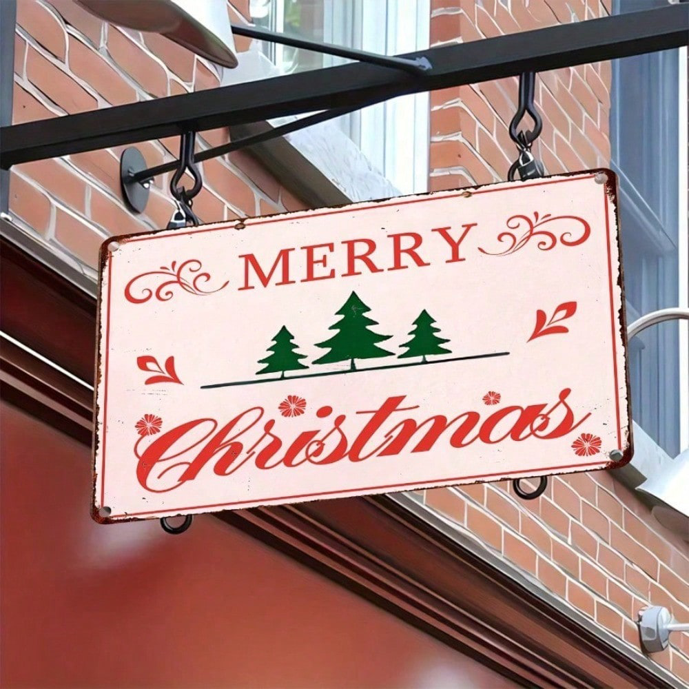 Retro Christmas Tree Tin Sign, Metal Wall Decor -pink 8x12 Gift-ksign