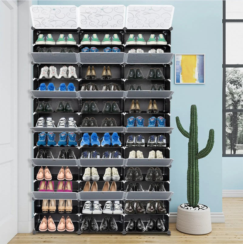 12 Layer Portable 72 Pairs Shoe Rack Storage Rack 36 Grid Tower Rack