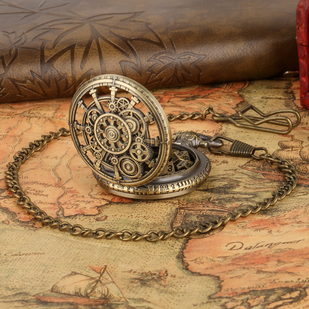 Steampunk Punk Gear Dice Set - Antique Metal Finish With Intricate Gear