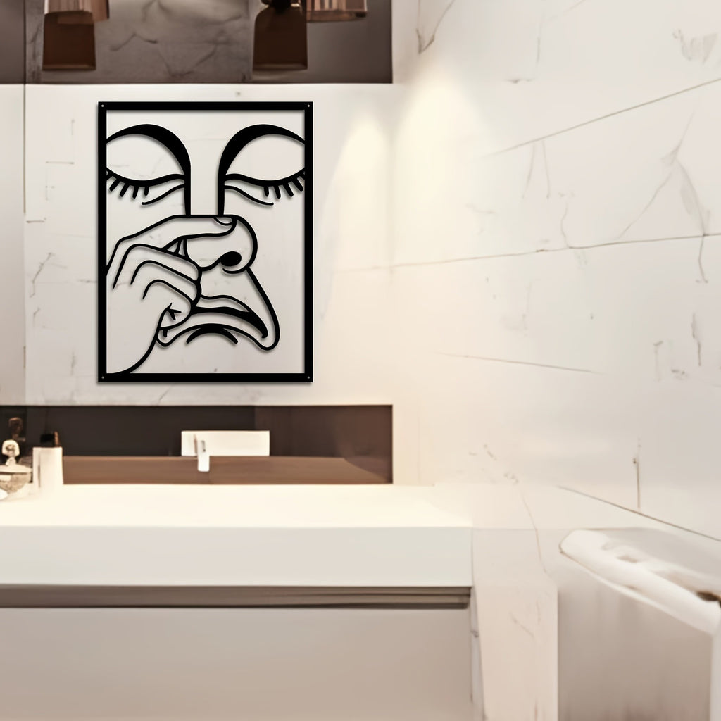 Whimsical Nose-pinch Metal Wall Sculpture - Hilarious Single Piece Iron
