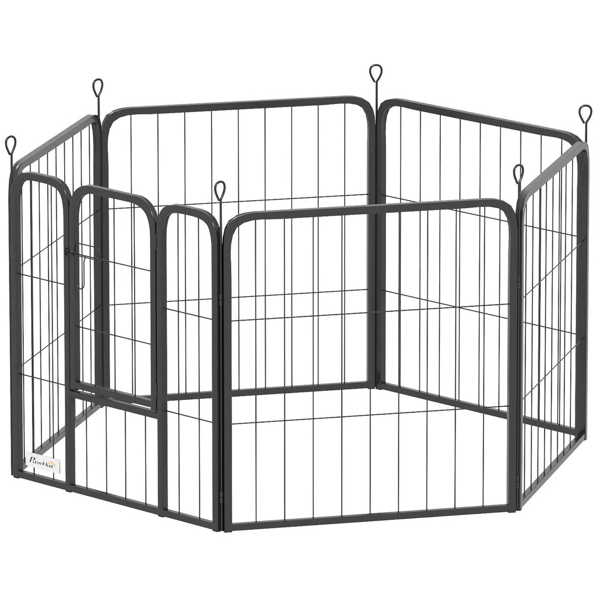 6 Panels Heavy Duty Dog Playpen Outdoor Indoor With Door & Strap, 24"