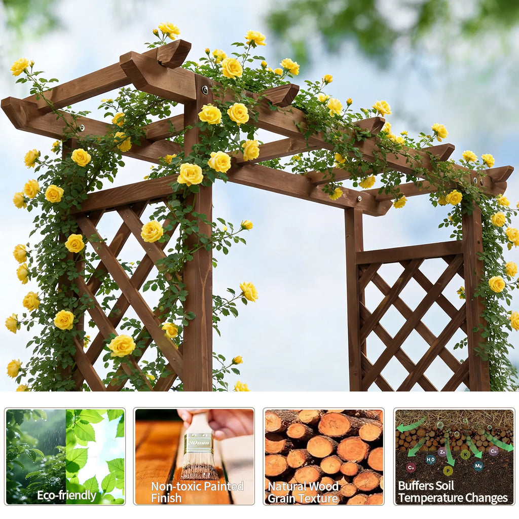 43.5*17.5*44.5 In Fir With Arched Lattice Raised Garden Bed Wooden