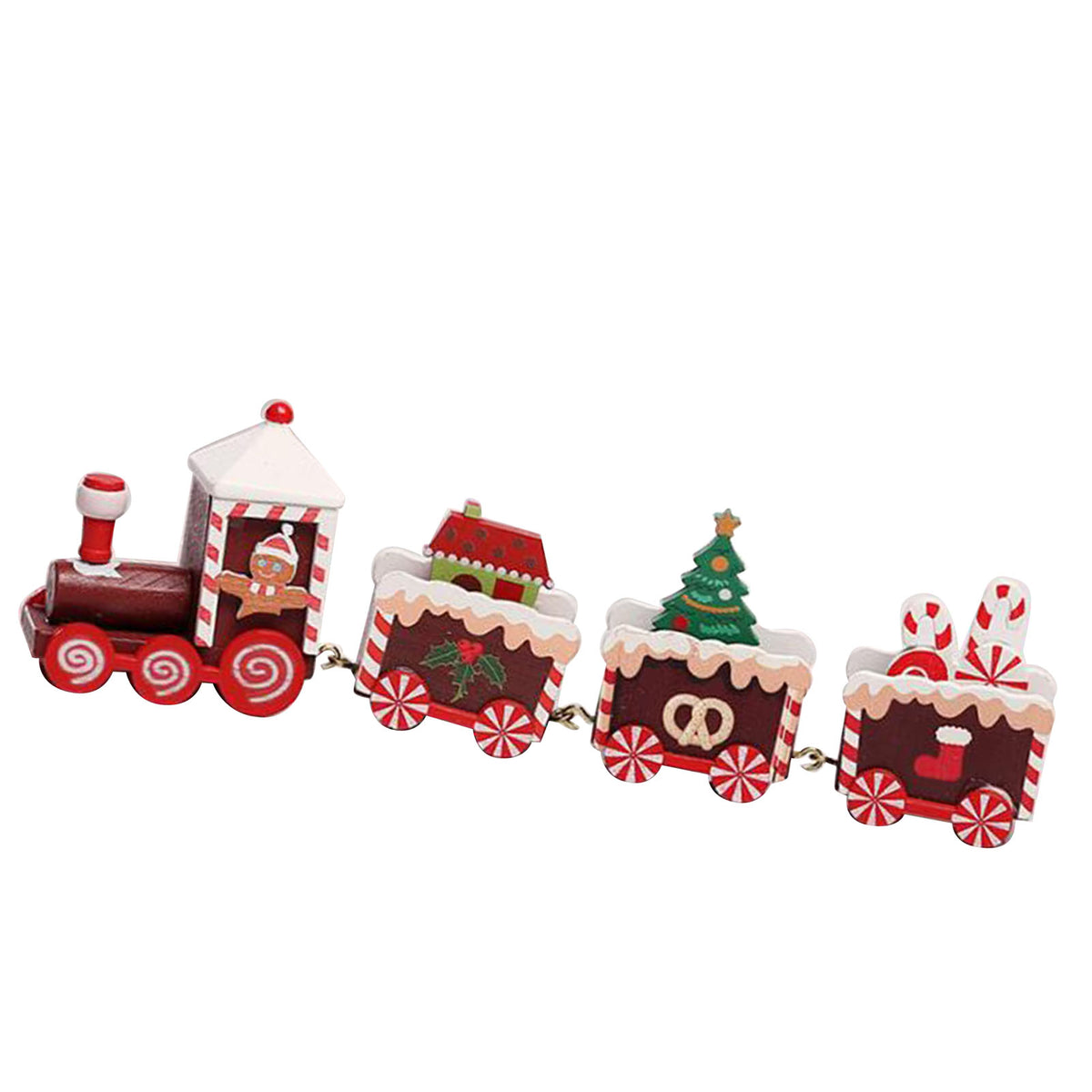 Xmas Train Ornament Cute Festive Wooden Train Window Desktop Decoration