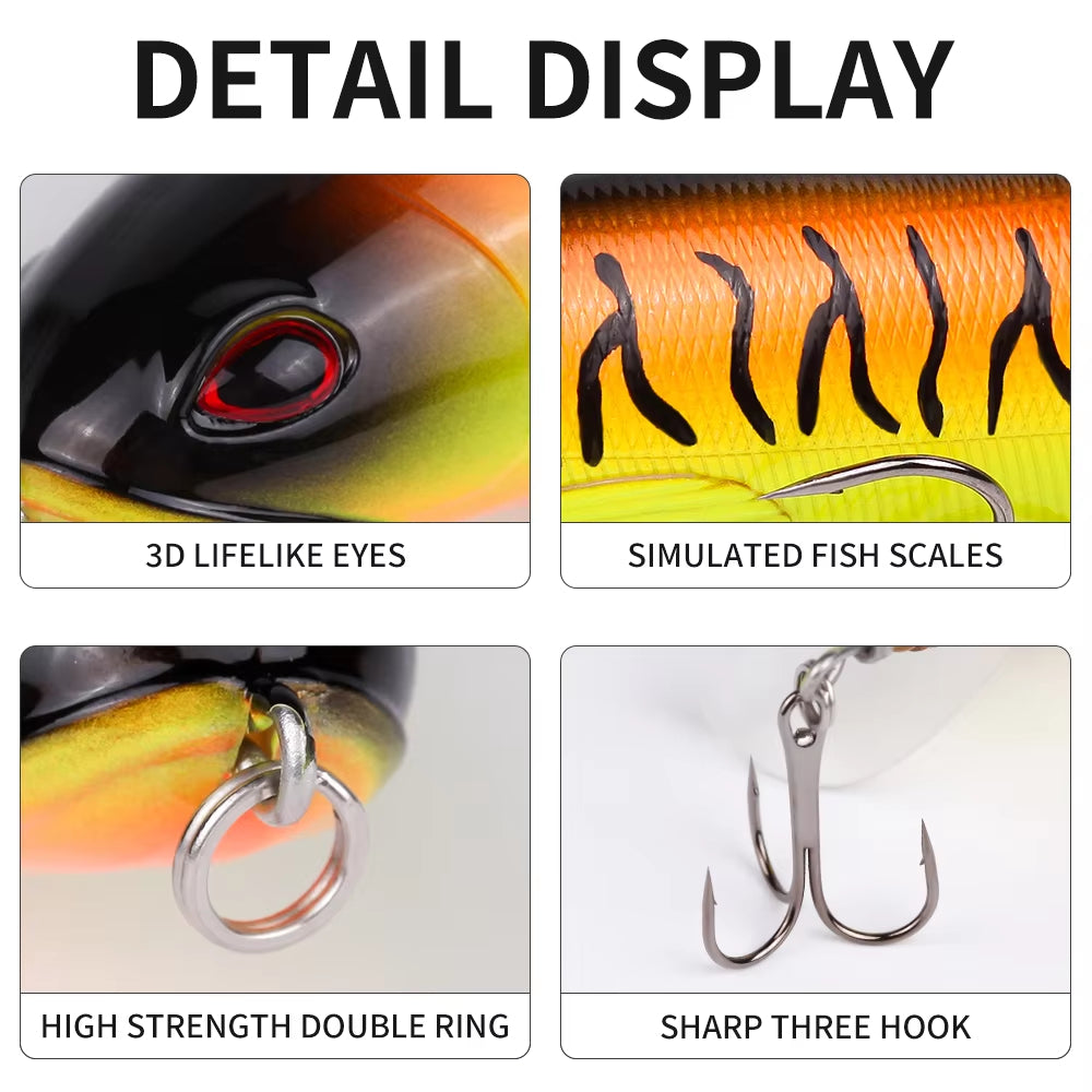 10-Piece Topwater Pencil Lure Set, 14 cm