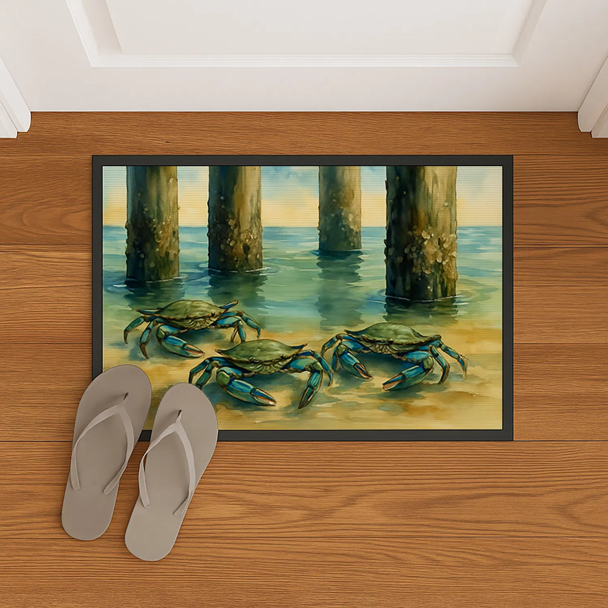 Crabs Under The Pier Doormat Front Door Mat Indoor Outdoor Rugs