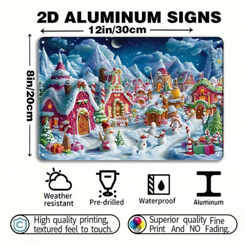 1pc Christmas Winter Wonderland Tinplate Painting, Painting, Snow