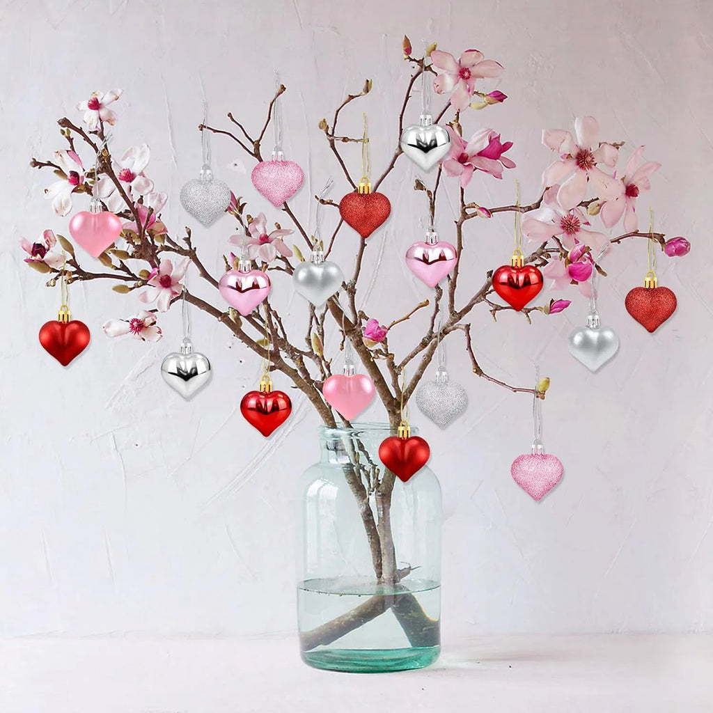 36Pcs Valentines Heart Shaped Ornaments - Valentines Heart Decorations