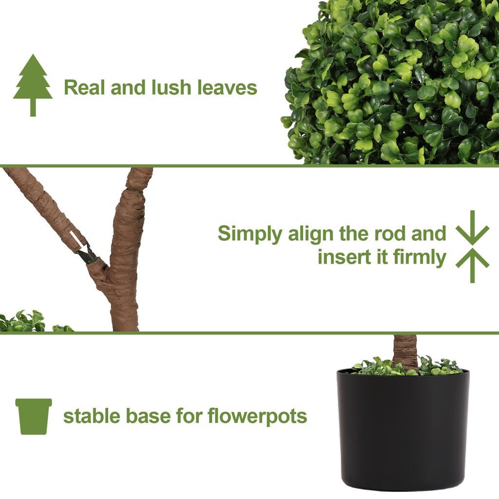 4FT Tall Artificial Boxwood Topiary Tree Large Faux Green Plant In Pot