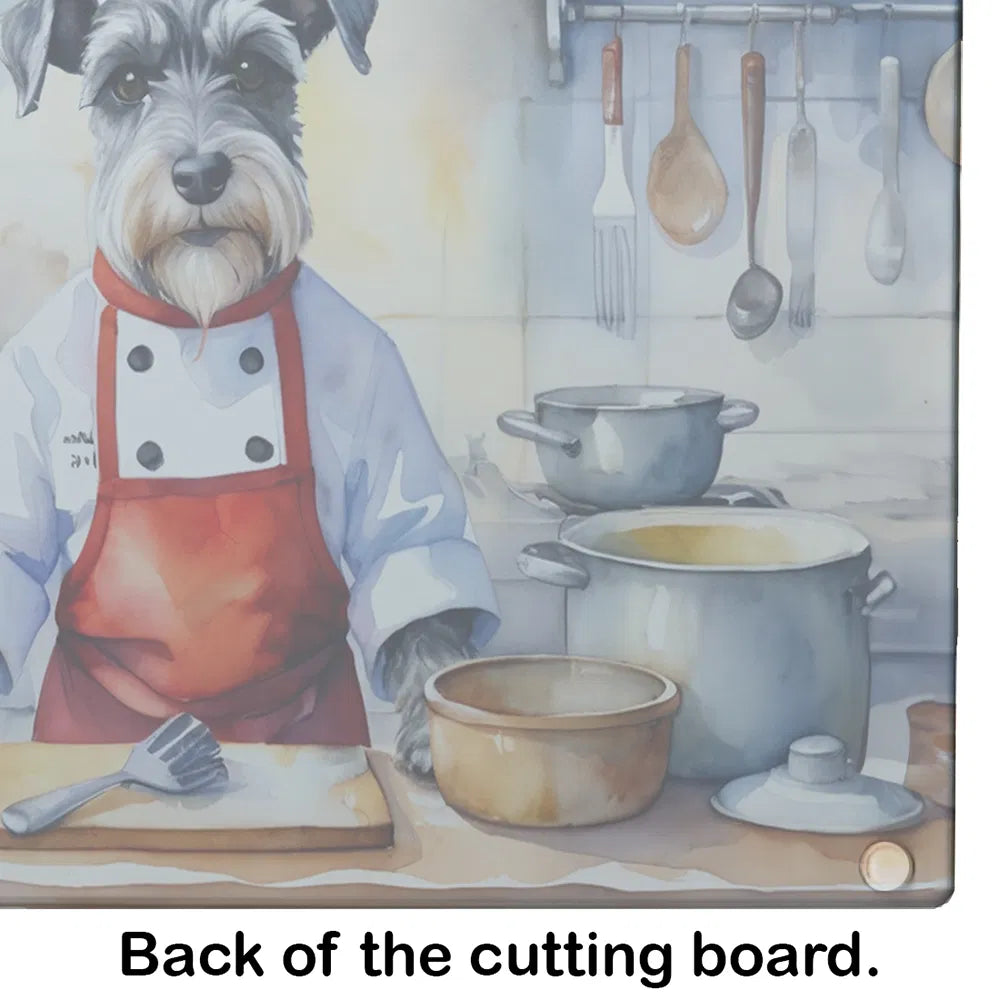 Schnauzer The Chef Glass Cutting Board Decorative Tempered Glass