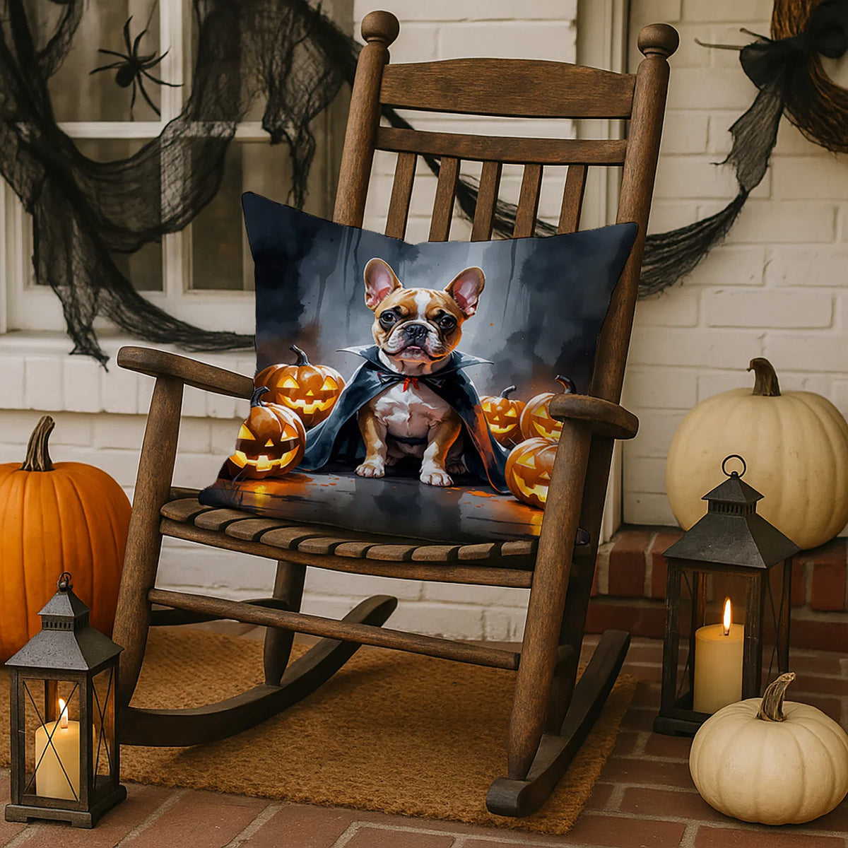 French Bulldog Puppy Halloween Throw Pillow Machine Washable, Indoor
