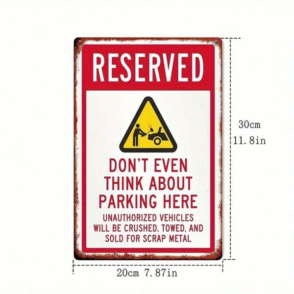 Vintage Rustic Iron Metal Sign 8x12 Inch No Parking Warning Plaque