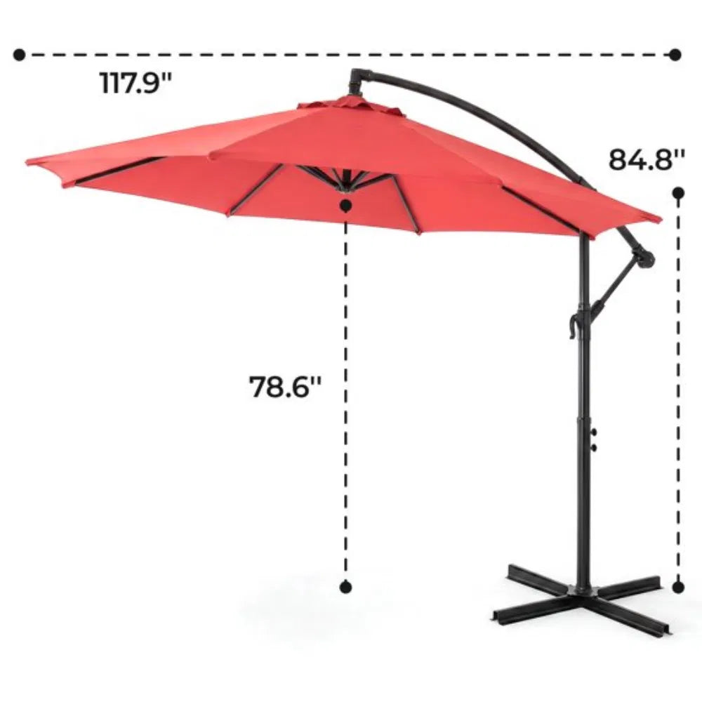 9.8FT Offset Cantilever Patio Umbrella With Crank & 8 Ribs, Easy Tilt