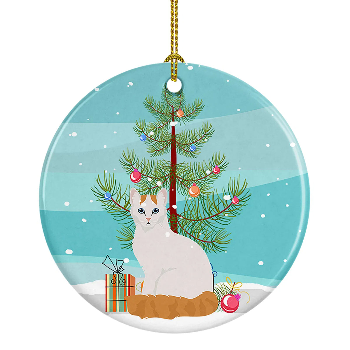 Turkish Van Cat Christmas Ceramic Ornament Christmas Tree Hanging