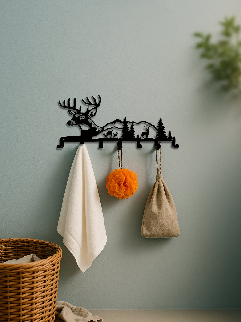 Deer And Forest Metal Key Hook - Nature-themed Wall Organizer