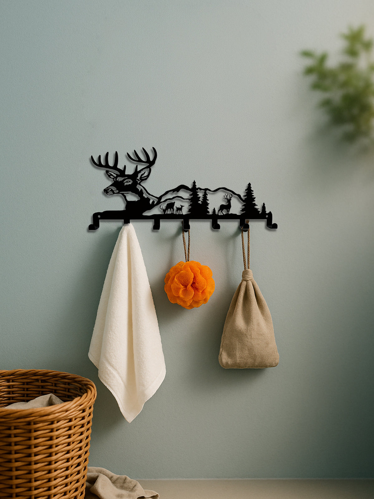 Deer And Forest Metal Key Hook - Nature-themed Wall Organizer