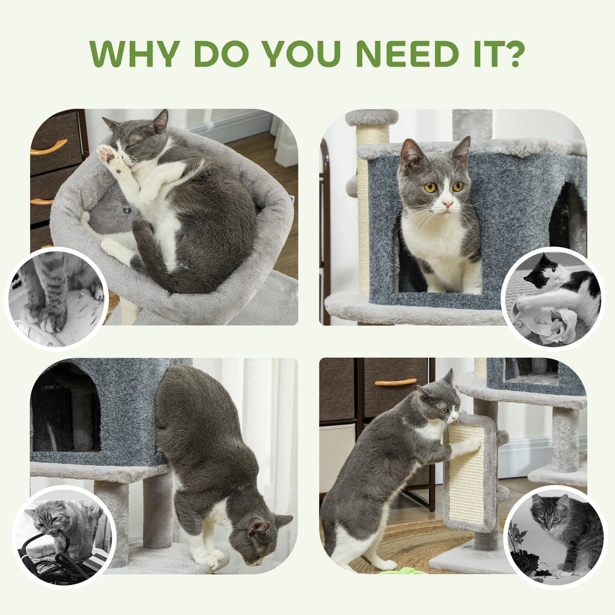 41 Inch Cat Tree With Scratching Posts, Cat Bed, Condo, Grooming Brush
